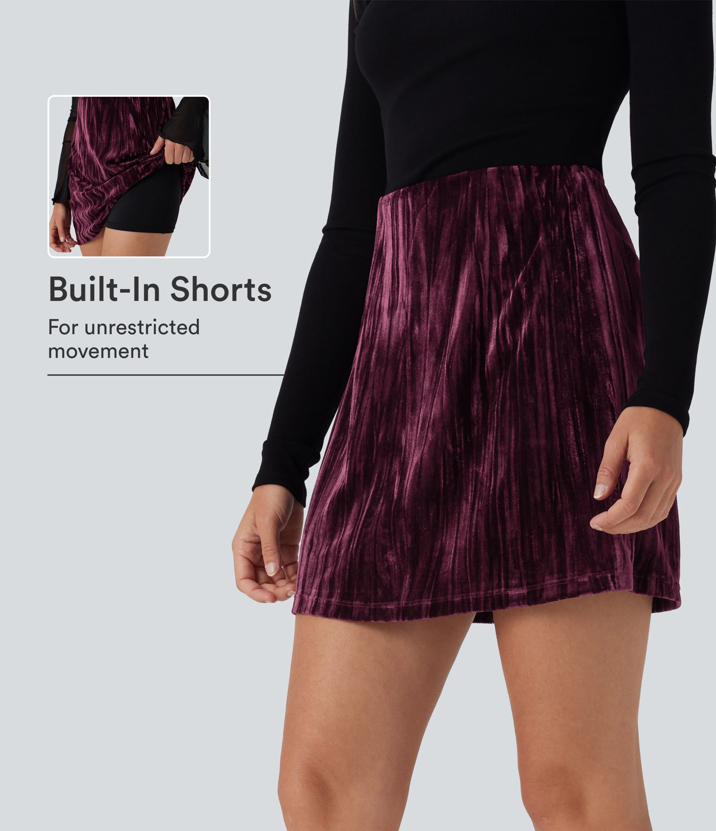 SoCinched minifalda casual de talle alto, moldeadora abdominal 2 en 1, de corte en A y acabado aterciopelado SoCinched minifalda casual de talle alto, moldeadora abdominal 2 en 1, de corte en A y acabado aterciopelado