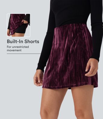 SoCinched minifalda casual de talle alto, moldeadora abdominal 2 en 1, de corte en A y acabado aterciopelado SoCinched minifalda casual de talle alto, moldeadora abdominal 2 en 1, de corte en A y acabado aterciopelado