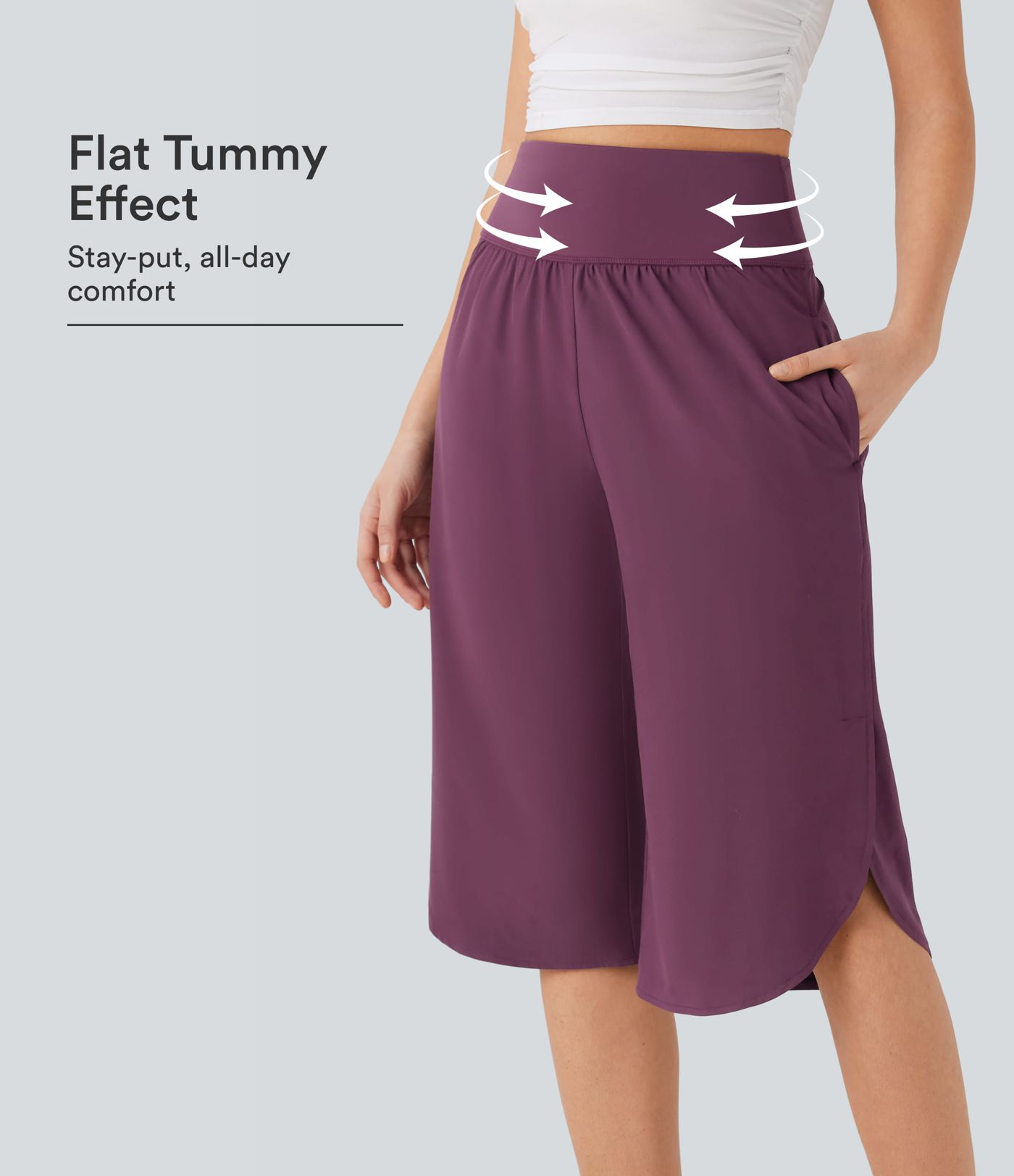 Breezeful™ Pantalon décontracté taille haute à effet ventre plat, séchage rapide, avec poches Breezeful™ Pantalon décontracté taille haute à effet ventre plat, séchage rapide, avec poches