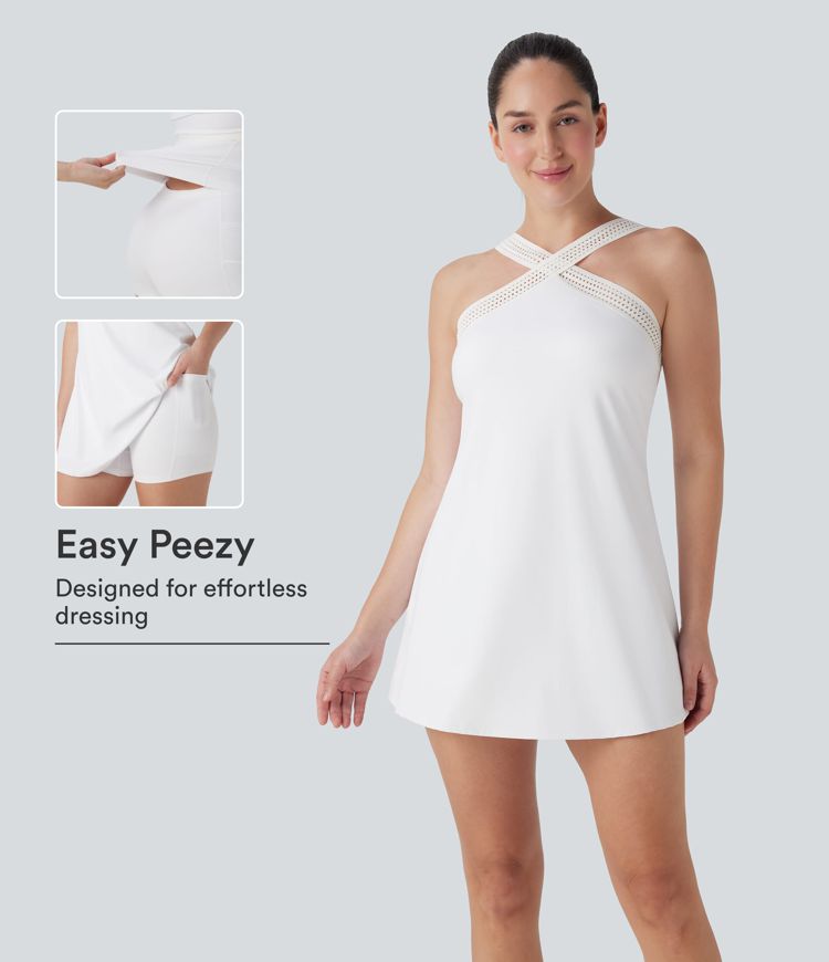 Softlyzero™ Luftiger Neckholder-Ausschnitt Rückenfrei 2-in-1 Kühl-Touch Mini Yoga Aktiv Kleid mit Seitentaschen-Easy Peezy Edition-UPF50+ Softlyzero™ Luftiger Neckholder-Ausschnitt Rückenfrei 2-in-1 Kühl-Touch Mini Yoga Aktiv Kleid mit Seitentaschen-Easy Peezy Edition-UPF50+