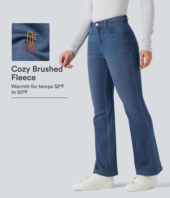 Halara Flex™ Denim Heat Mid Rise Casual Flare Jeans with Pockets