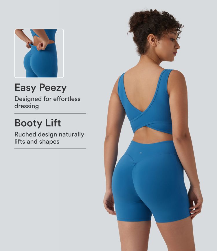 Halara UltraSculpt™ Strakke trainingsromper met zakken — rugloos met gekruiste bandjes, buikcontrole, bilverhogend, scrunch-effect, niet-verwijderbaar inzetkussen — Easy Peezy Halara UltraSculpt™ Strakke trainingsromper met zakken — rugloos met gekruiste bandjes, buikcontrole, bilverhogend, scrunch-effect, niet-verwijderbaar inzetkussen — Easy Peezy