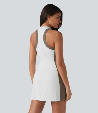 Halara UltraSculpt™ Mock Neck Sleeveless Color Block Mini Golf Dress with Pockets