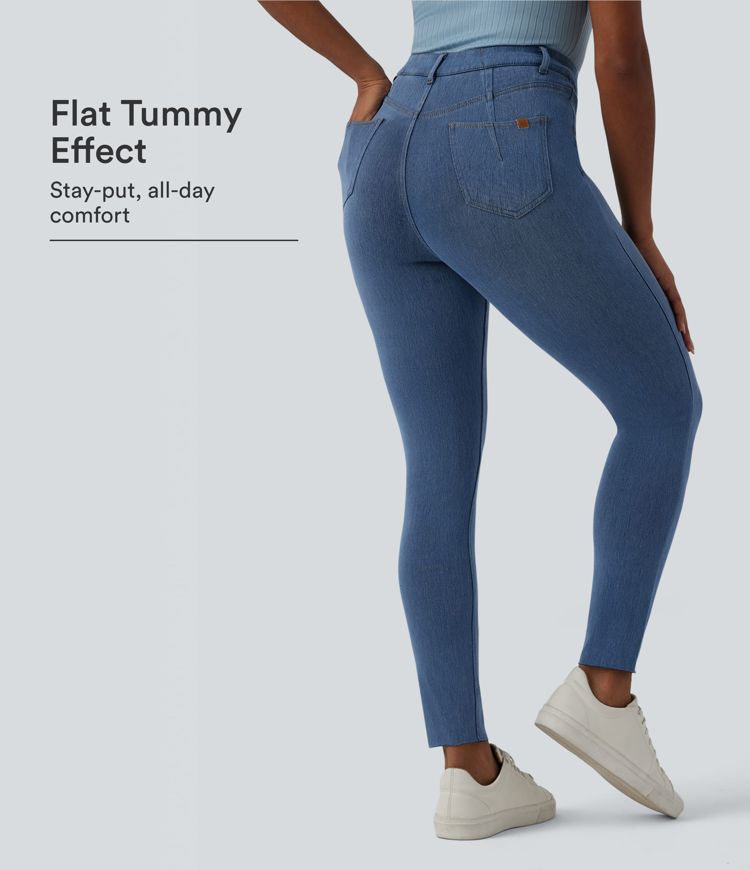 Halara Flex™ magasderekú, hasformázó, farmerhatású hétköznapi leggings zsebekkel Halara Flex™ magasderekú, hasformázó, farmerhatású hétköznapi leggings zsebekkel