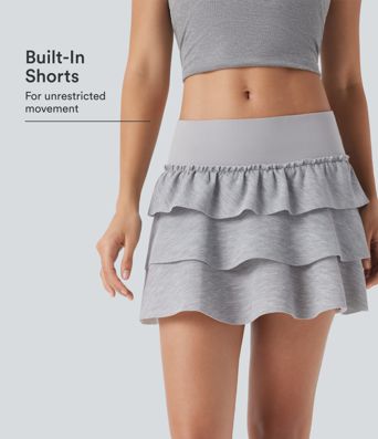 Low Rise Ruffle 2-in-1 Mini Casual Skirt with Pockets Low Rise Ruffle 2-in-1 Mini Casual Skirt with Pockets