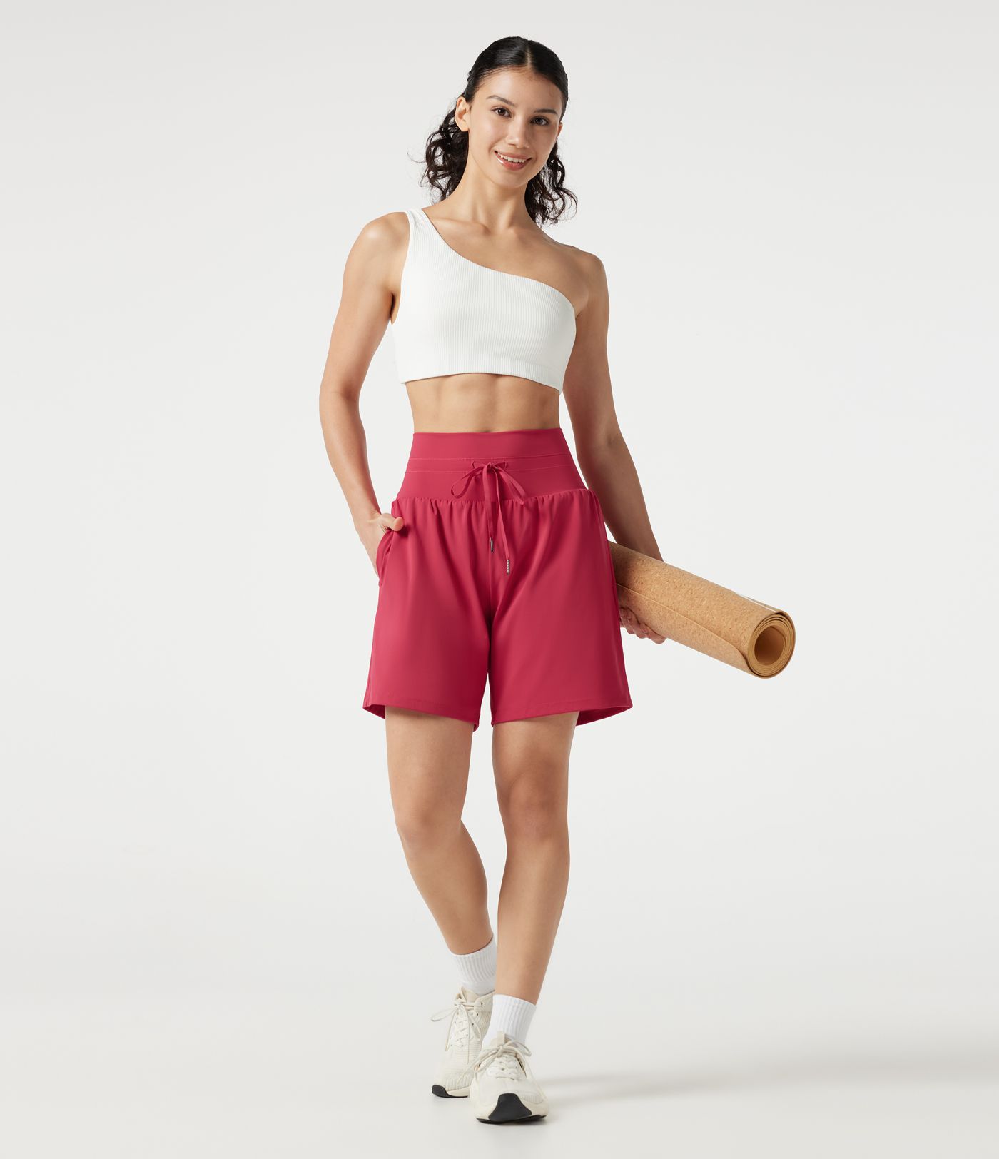 SoftlyZero™ Airy Ultra High-Waist Drawstring 2-in-1 Cool Touch Yoga Shorts 7" with Pockets