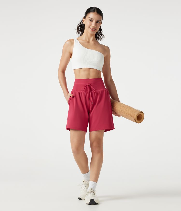 SoftlyZero™ Airy Ultra High-Waist Drawstring 2-in-1 Cool Touch Yoga Shorts 7" with Pockets