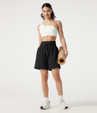 SoftlyZero™ Airy Ultra High-Waist Drawstring 2-in-1 Cool Touch Yoga Shorts 7" with Pockets