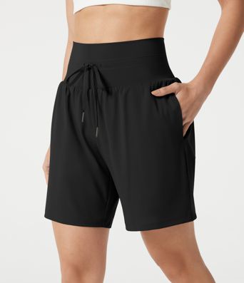 SoftlyZero™ Airy Ultra High-Waist Drawstring 2-in-1 Cool Touch Yoga Shorts 7" with Pockets