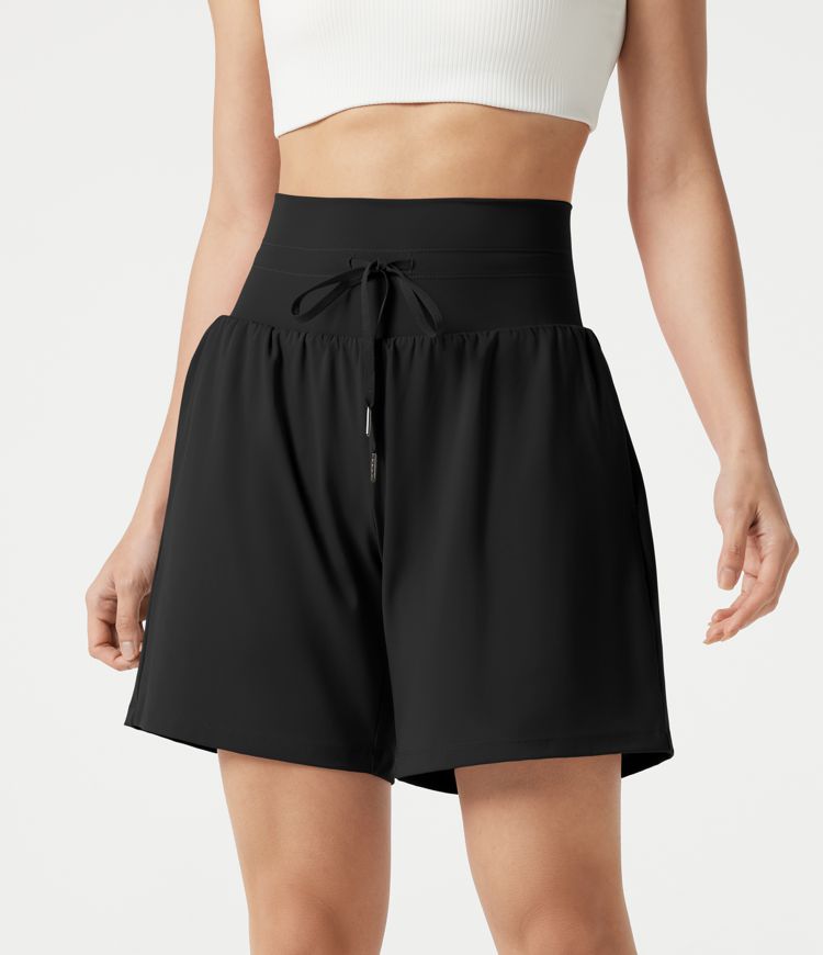 SoftlyZero™ Airy Ultra High-Waist Drawstring 2-in-1 Cool Touch Yoga Shorts 7" with Pockets