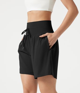 SoftlyZero™ Airy Ultra High-Waist Drawstring 2-in-1 Cool Touch Yoga Shorts 7" with Pockets