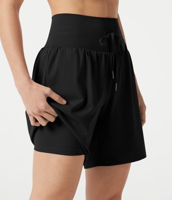 SoftlyZero™ Airy Ultra High-Waist Drawstring 2-in-1 Cool Touch Yoga Shorts 7" with Pockets