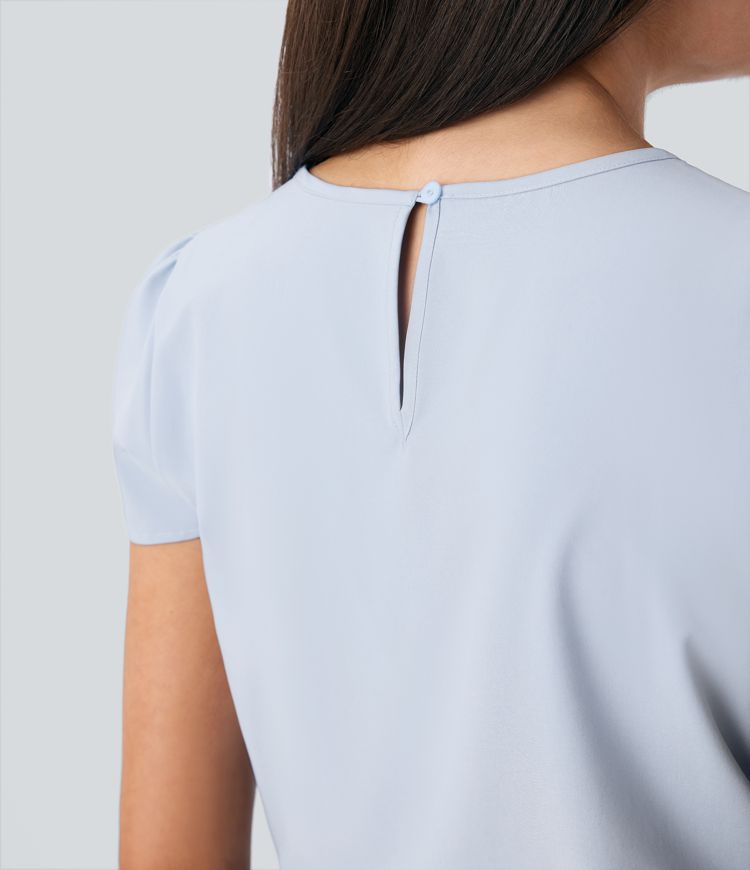 Breezeful™ Round Neck Short Sleeve Keyhole Back Quick Dry Work Top