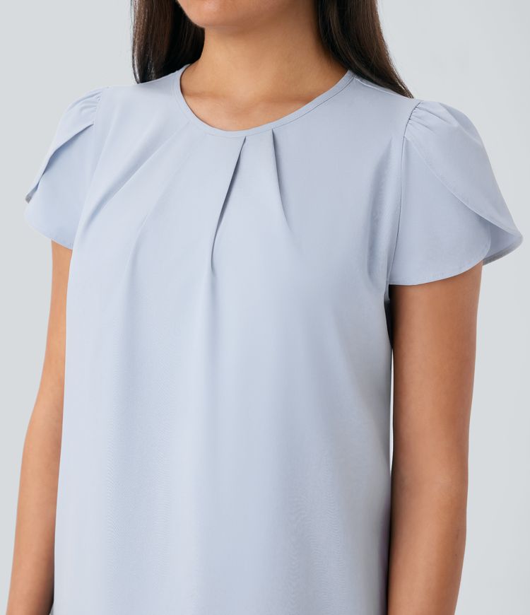 Breezeful™ Round Neck Short Sleeve Keyhole Back Quick Dry Work Top