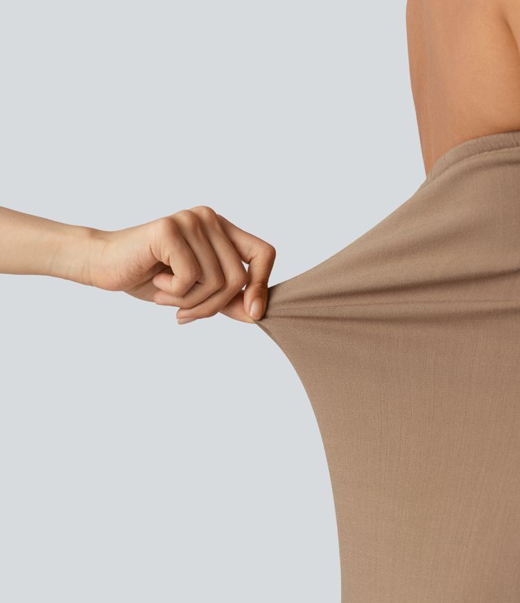 Halter Tie Back Built-in Bra Maxi Resort Linen-Feel Dress with Pockets
