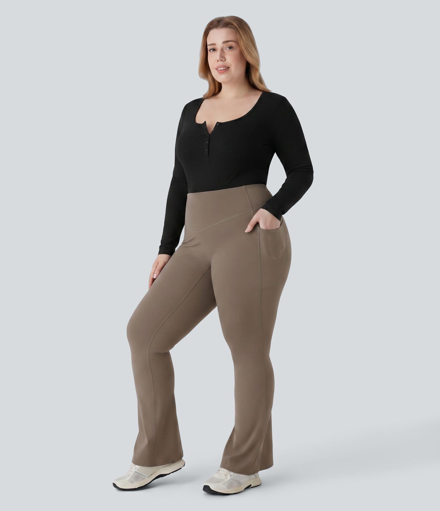 Halara UltraSculpt™ High Waisted Tummy Control Pocket Shaping Women Yoga Bootcut Plus Size Leggings
