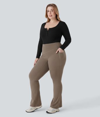 Halara UltraSculpt™ High Waisted Tummy Control Pocket Shaping Women Yoga Bootcut Plus Size Leggings