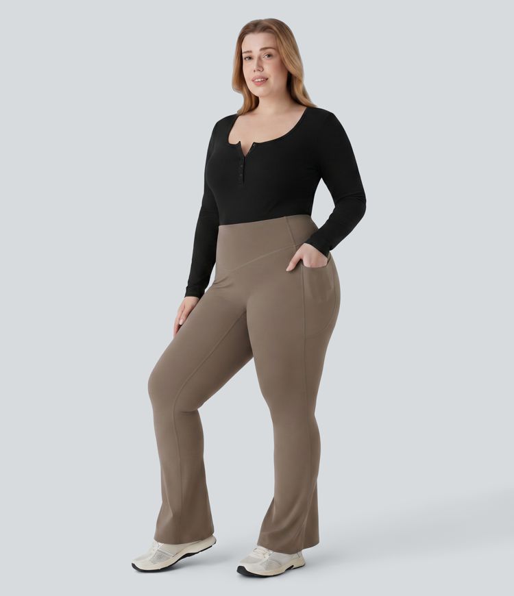 Halara UltraSculpt™ High Waisted Tummy Control Pocket Shaping Women Yoga Bootcut Plus Size Leggings