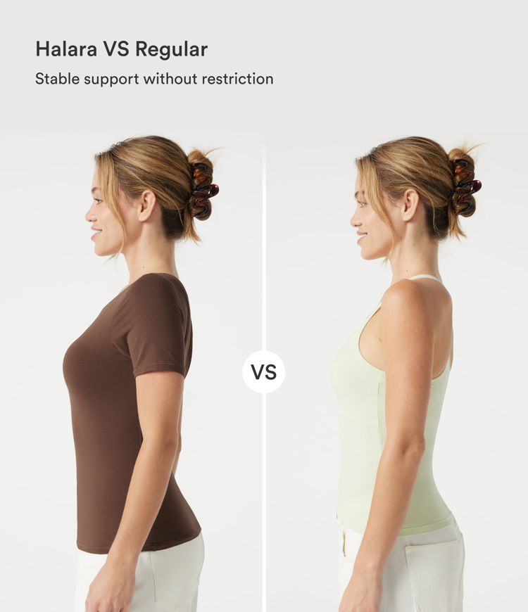 Halara Cotton Jersey One-Shoulder Built-in Bra Casual T-Shirt B-DD Cups