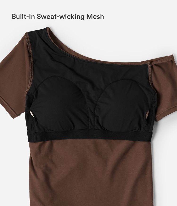 Halara Cotton Jersey One-Shoulder Built-in Bra Casual T-Shirt B-DD Cups