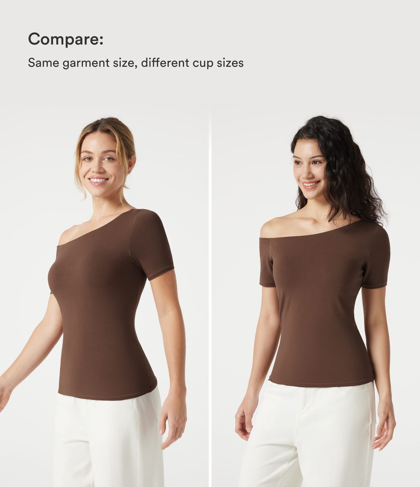 Halara Cotton Jersey One-Shoulder Built-in Bra Casual T-Shirt B-DD Cups
