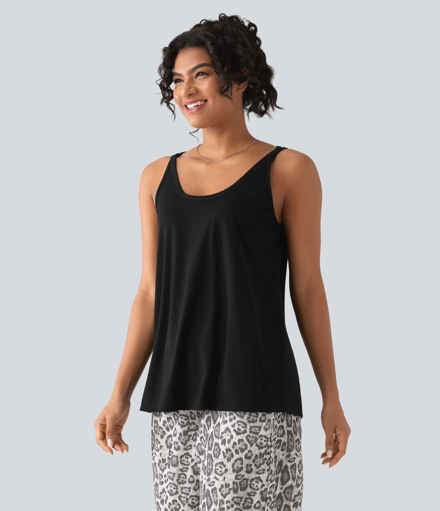 U Neck Relaxed Casual Tank Top