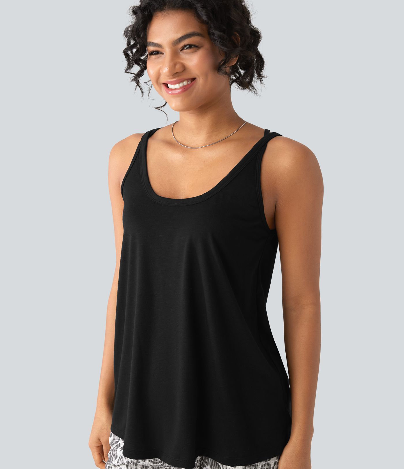 U Neck Relaxed Casual Tank Top