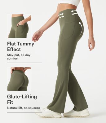 Halara UltraSculpt™ High Waisted Scrunch Butt Lifting Tummy Control Pocket Shaping Yoga Bootcut Leggings