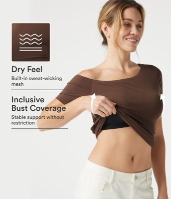 Halara Cotton Jersey One-Shoulder Built-in Bra Casual T-Shirt B-DD Cups