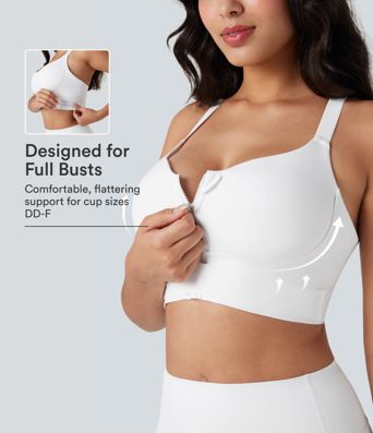 SpeedWave™ — Brassière de sport push-up à maintien moyen pour la course, à fermeture éclair, boucle réglable, séchage rapide, bonnets D–F