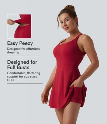 Softlyzero™ Airy - Rückenfreies Sportkleid mit Seitentaschen und Cool-Touch - Easy Peezy Edition, E-G Cups