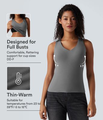 Halara HeatCore V Neck Push-Up Casual Warming Tank Top DD-F Cups