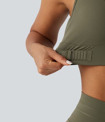 Medium Support Crisscross Back Adjustable Buckle Breathable Mesh Built-in Bra Cool Touch Quick Dry Training Sports Bra-UPF50+ Medium Support Crisscross Back Adjustable Buckle Breathable Mesh Built-in Bra Cool Touch Quick Dry Training Sports Bra-UPF50+