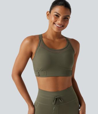 Medium Support Crisscross Back Adjustable Buckle Breathable Mesh Built-in Bra Cool Touch Quick Dry Training Sports Bra-UPF50+ Medium Support Crisscross Back Adjustable Buckle Breathable Mesh Built-in Bra Cool Touch Quick Dry Training Sports Bra-UPF50+