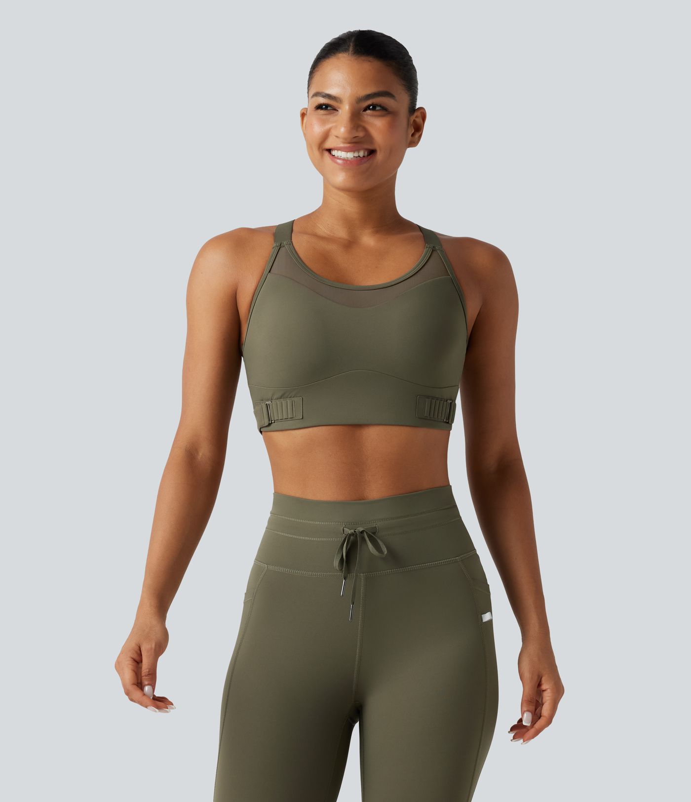 Medium Support Crisscross Back Adjustable Buckle Breathable Mesh Built-in Bra Cool Touch Quick Dry Training Sports Bra-UPF50+ Medium Support Crisscross Back Adjustable Buckle Breathable Mesh Built-in Bra Cool Touch Quick Dry Training Sports Bra-UPF50+