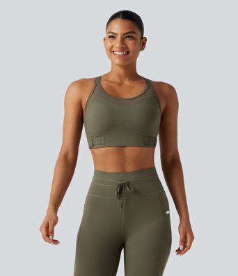 Medium Support Crisscross Back Adjustable Buckle Breathable Mesh Built-in Bra Cool Touch Quick Dry Training Sports Bra-UPF50+ Medium Support Crisscross Back Adjustable Buckle Breathable Mesh Built-in Bra Cool Touch Quick Dry Training Sports Bra-UPF50+