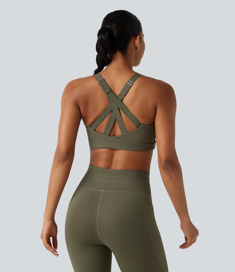 Medium Support Crisscross Back Adjustable Buckle Breathable Mesh Built-in Bra Cool Touch Quick Dry Training Sports Bra-UPF50+ Medium Support Crisscross Back Adjustable Buckle Breathable Mesh Built-in Bra Cool Touch Quick Dry Training Sports Bra-UPF50+