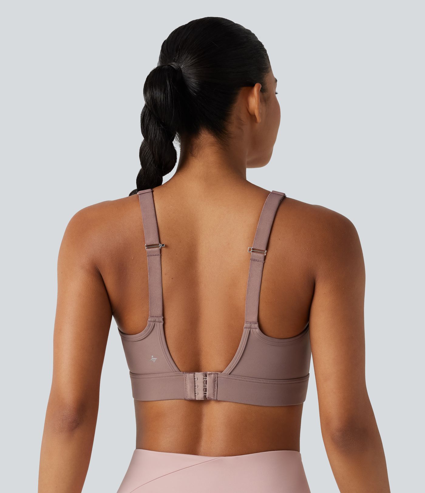 Medium Support U-Neck Backless Adjustable Buckle Molded Spacer Training Sports Bra