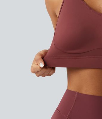 Lauf-Sport-BH mit starker Unterstützung, V-Ausschnitt, rückenfreiem Design, verstellbarer Schnalle und nicht herausnehmbarer Polsterung