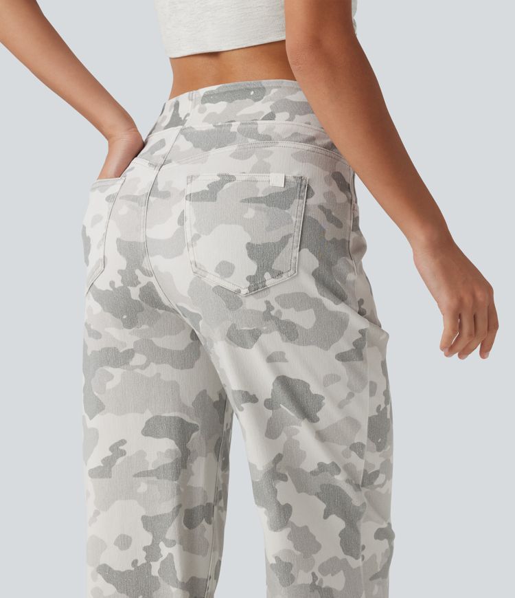 Halara Flex™ High Waisted Straight Leg Camo Casual Jeans with Pockets