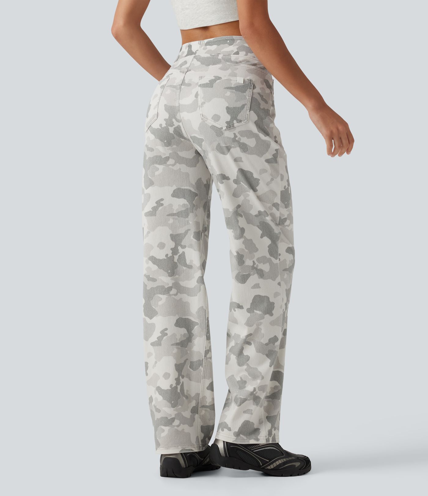 Halara Flex™ High Waisted Straight Leg Camo Casual Jeans with Pockets