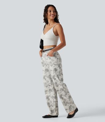 Halara Flex™ High Waisted Straight Leg Camo Casual Jeans with Pockets