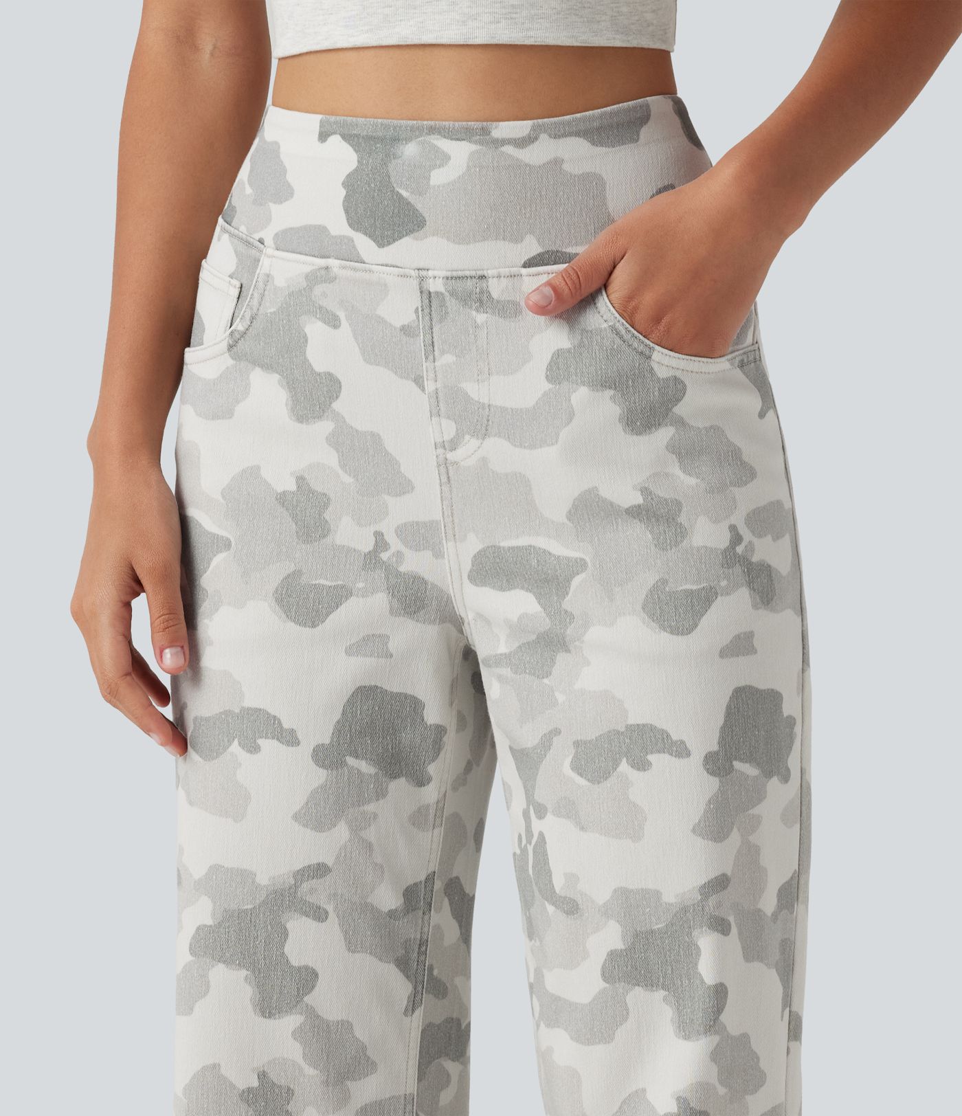 Halara Flex™ High Waisted Straight Leg Camo Casual Jeans with Pockets