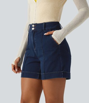 Halara Flex™ High Waisted Denim Casual Shorts 5'' with Pockets Halara Flex™ High Waisted Denim Casual Shorts 5'' with Pockets