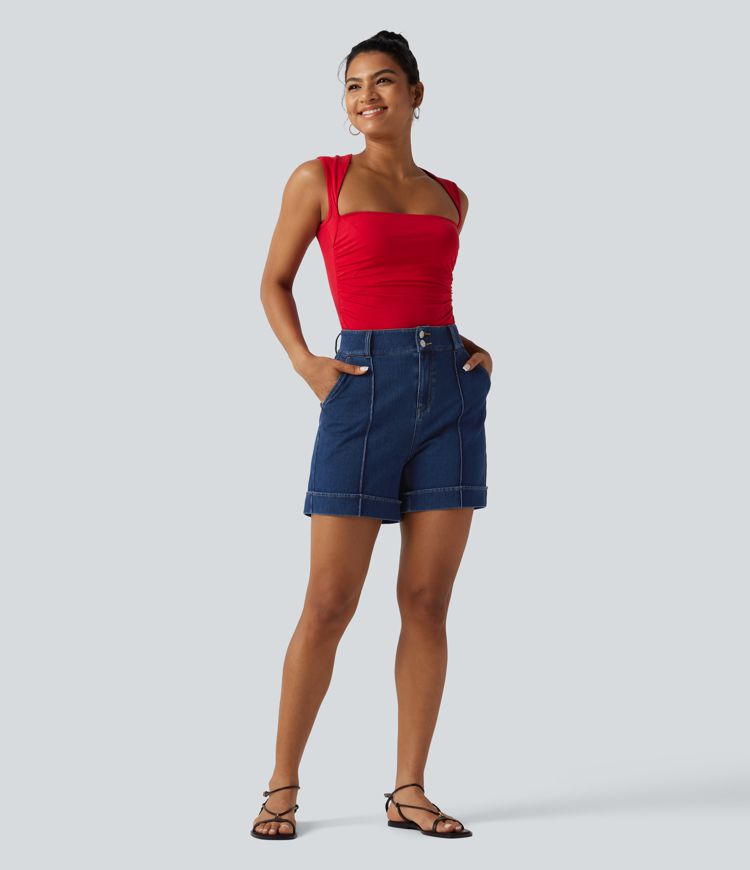 Halara Flex™ High Waisted Denim Casual Shorts 5'' with Pockets