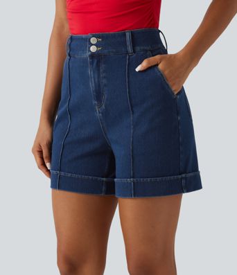 Halara Flex™ High Waisted Denim Casual Shorts 5'' with Pockets