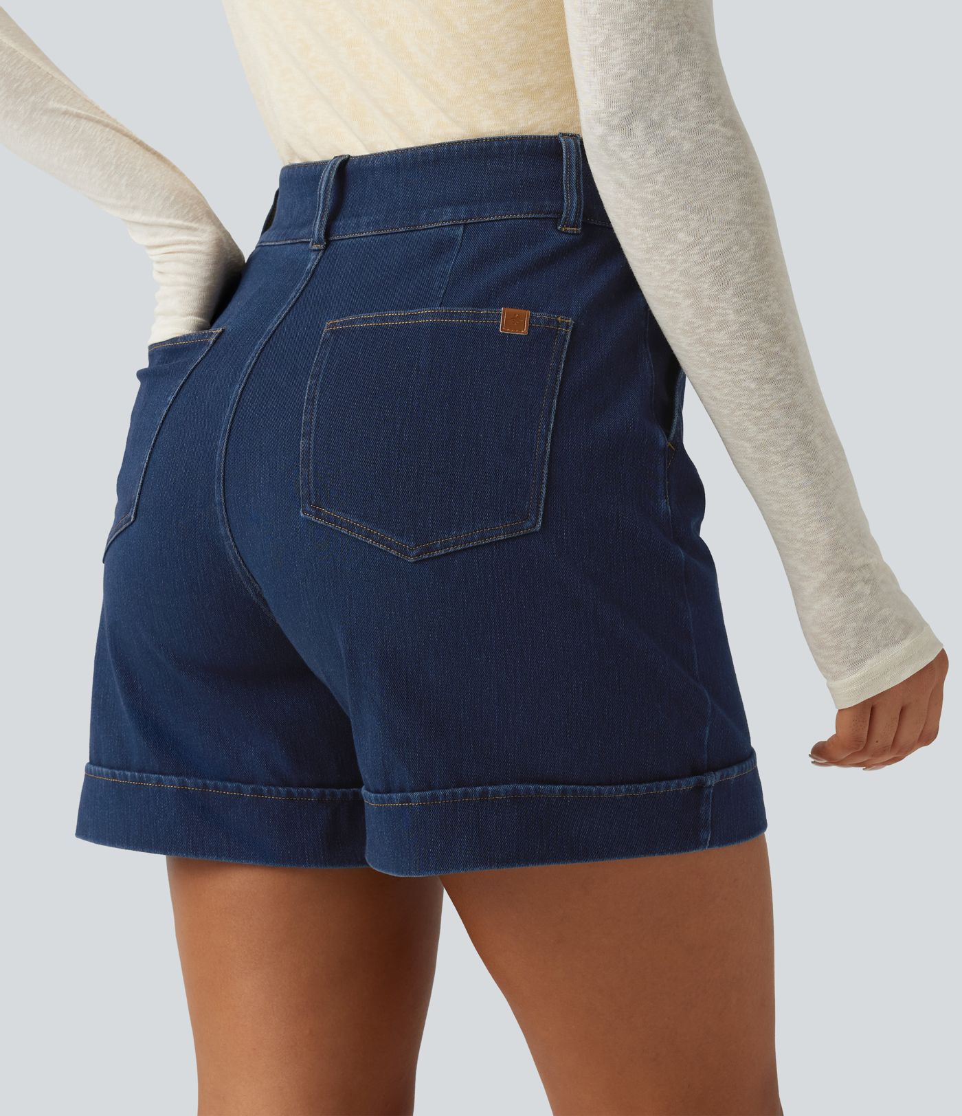 Halara Flex™ High Waisted Denim Casual Shorts 5'' with Pockets Halara Flex™ High Waisted Denim Casual Shorts 5'' with Pockets
