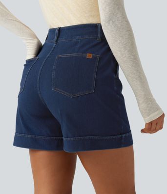 Halara Flex™ High Waisted Denim Casual Shorts 5'' with Pockets Halara Flex™ High Waisted Denim Casual Shorts 5'' with Pockets