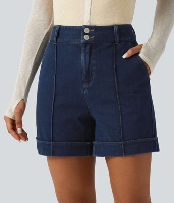 Halara Flex™ High Waisted Denim Casual Shorts 5'' with Pockets Halara Flex™ High Waisted Denim Casual Shorts 5'' with Pockets