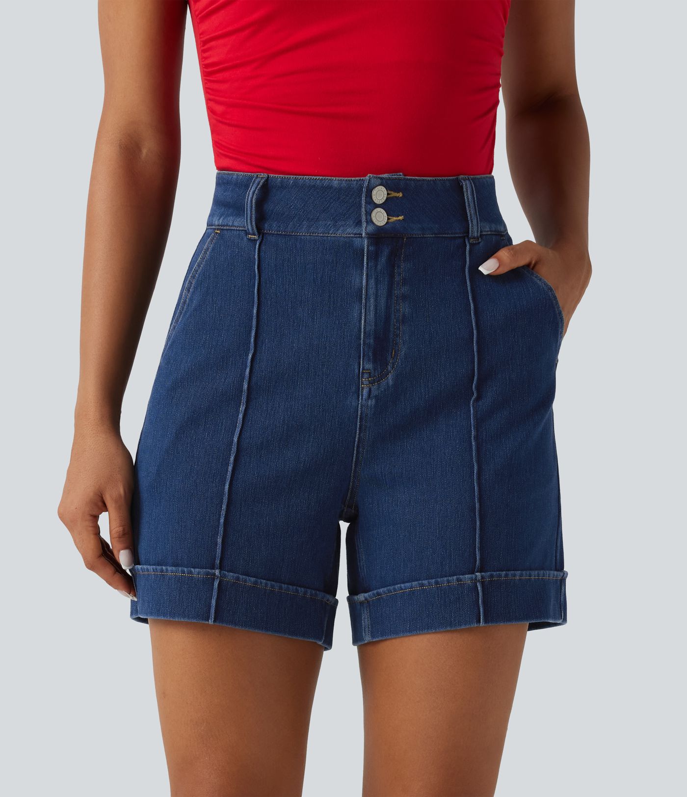 Halara Flex™ High Waisted Denim Casual Shorts 5'' with Pockets
